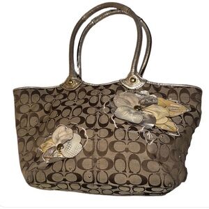 Coach Tan Floral Tote Bag